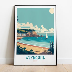 Weymouth Beach Travel Print | Dorset County Travel Art | England Beach Travel Print | Weymouth Beach Travel Poster | Dorset Seaside Art