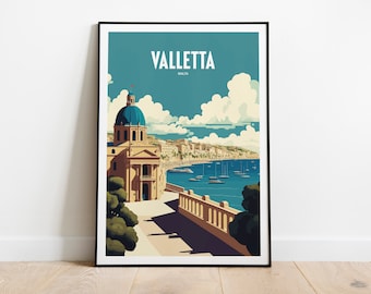Valletta Malta Travel Print | Valletta Seaside Travel Art | Malta Travel Print | Valletta Landmark Print | Valletta Malta Travel Poster