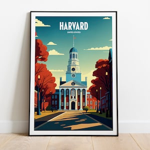 Impresión de viajes de la Universidad de Harvard / Arte de viajes de Cambridge / Impresión de viajes de Harvard / Póster de viajes de EE. UU. / Impresión de viajes universitarios