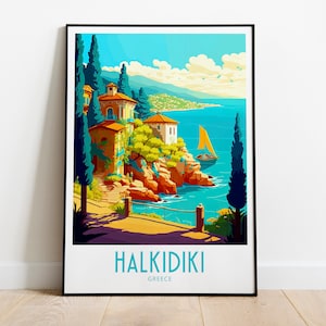 Halkidiki Travel Print Wall Art Halkidiki Greece Wall Hanging Home Decoration Halkidiki Greece Gift Art Lovers Art Halkidiki Greece Decor