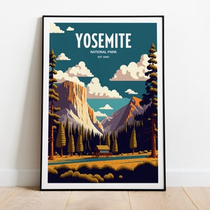 Yosemite Nationalpark Reise-Druck | Nationalpark Reise Kunst | Yosemite Reisedruck | USA Nationalpark | Yosemite Reiseposter
