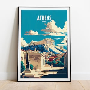 Athens Greece Travel Print | Athens Greek Travel Poster | Greece Travel Print | Acropolis Retro Print | Greek Island Travel Poster