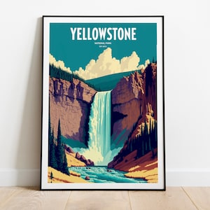 Yellowstone National Park Travel Print | National Park Travel Art | Yellowstone Travel Print | USA National Park | Yellowstone Travel Poster
