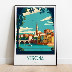 Verona Travel Print Poster HouseWarming Verona Gift Skyline Travel Poster Gift Verona Print Verona Gift Verona Cityscape Verona Italy Print