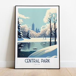 Impresión de viaje de Central Park, Nueva York, invierno / Arte de viaje de Boston / Impresión de viaje de Central Park / Parque de Nueva York / Póster de viaje de Nueva York