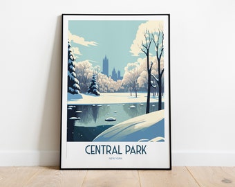 Winter Central Park New York Travel Print | Boston Travel Art | Central Park Travel Print | New York Park | New York Travel Poster