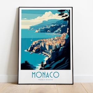 Monaco Travel Print Wall Art Monaco French Riviera Poster Wall Hanging Home Decoration French Riviera Gift Art Print Monaco French Riviera