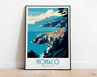 Monaco Travel Print Wall Art Monaco French Riviera Poster Wall Hanging Home Decoration French Riviera Gift Art Print Monaco French Riviera
