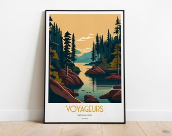 Voyageurs Nationalpark Reise-Druck | Nationalpark Reise Kunst | Voyageurs Travel Print | USA Nationalpark | Voyageurs Reiseposter