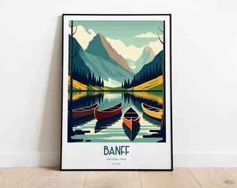 Banff Nationalpark Reise-Druck | Nationalpark Reise Kunst | Banff Reisedruck | USA Nationalpark | Banff Lake Berg Poster