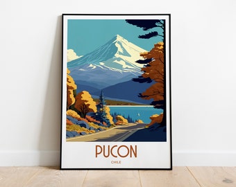 Pucon Travel Print Wall Art Pucon Chile Villarrica Travel Poster Gift For Pucon Villarrica Scenery Wall Art Pucon Chile City Wall Art Pucon