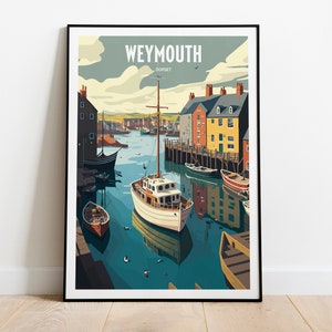 Weymouth Harbour Travel Print | Dorset County Travel Art | England Beach Travel Print | Weymouth Harbour Travel Poster | Dorset Seaside Art