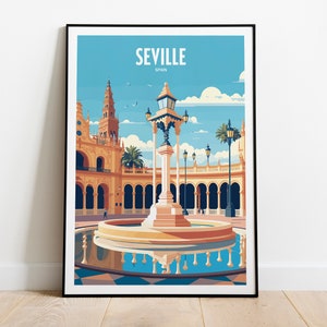 Seville Spain City Travel Print | Spain Travel Poster | Seville Spanish Travel Print | Spain Print | Spanish City Travel Poster