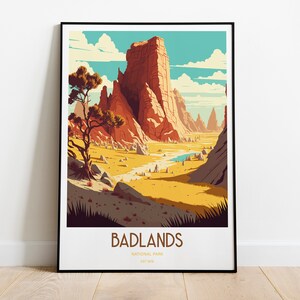 Badlands National Park Travel Print | National Park Travel Art | Badlands Travel Print | USA National Park | Badlands Travel Poster