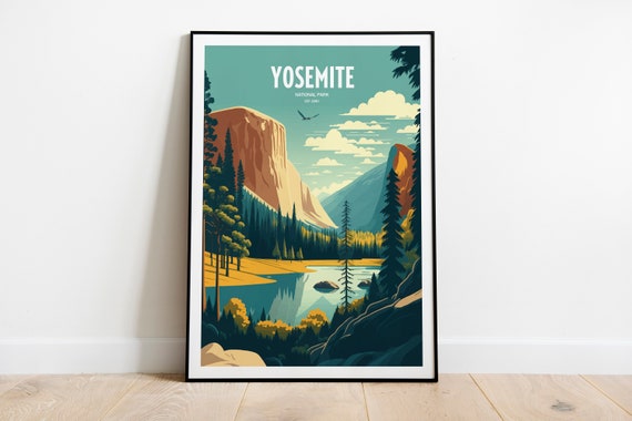 Yosemite National Park Travel Print | National Park Travel Art | Yosemite Travel Print | USA National Park | Yosemite Travel Poster