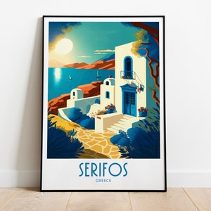 Serifos Reise Print Wandkunst Serifos Griechenland Wandbehang Dekoration Serifos Griechenland Geschenk für Kunstliebhaber Serifos Griechenland Dekor Serifos