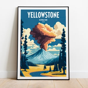 Yellowstone National Park Travel Print | National Park Travel Art |Yellowstone Travel Print | USA National Park | Yellowstone Travel Poster