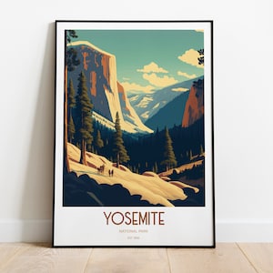 Yosemite Nationalpark Reise-Druck | Nationalpark Reise Kunst | Yosemite Reisedruck | USA Nationalpark | Yosemite Reiseposter