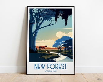 New Forest National Park Travel Poster For New Forest Birthday Gift For Travel Print Lovers New Forest UK Travel Poster For New Forest Gift