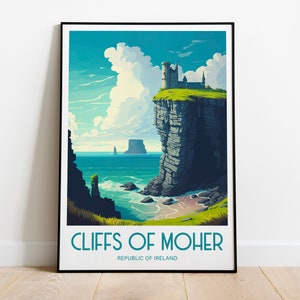 Impresión de arte de pared del castillo de los acantilados de Moher, arte de pared para colgar en la pared, decoración del hogar, regalo de los acantilados de Moher, arte de pared para amantes del arte, impresión de arte