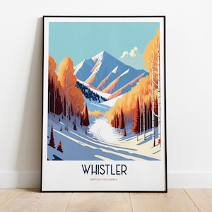 Whistler Resort Travel Print | Skiing Resort Travel Art | Skiing Travel Print | Skiing Mountain Peak | Skiing Travel Poster