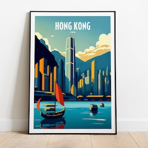 Hong Kong Travel Print Poster HouseWarming Hong Kong Gift Skyline Travel Poster Gift Hong Kong Print Hong Kong Gift Hong Kong Cityscape