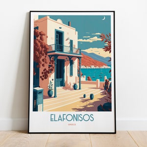 Elafonisos Greece Travel Print | Elafonisos Greece Seaside Travel Art | Elafonisos Travel Print | Greece Print |  Greece Island Poster