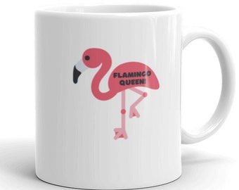 Flamingo Queen White glossy mug - Bluey Je suis la reine flamant rose! - Inspiré de Bluey