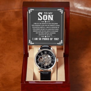 To My Son Watch Geschenk - Stolz auf Sie Message Card inklusive - Abschlussfeier, Geburtstag, oder Hochzeitstag Geschenk von Mama oder Papa - Andenken Uhr