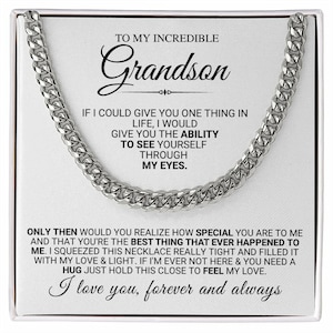 To My Incredible Grandson Chain Necklace. Sentimental Gift From Grandpa,  From Grandma, From Grandparents