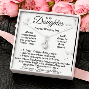 Brautgeschenk von Elternteil zu Tochter - Hochzeitstag-Halskette mit Sentimentaler Mitteilungskarte - Schmuckgeschenk von Mama, Papa oder beiden Elternteilen