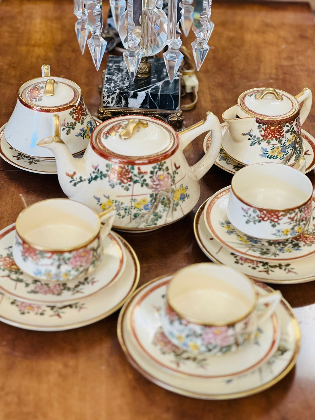 Fantastic 13 Piece Antique Japanese Satsuma Tea Set Etsy