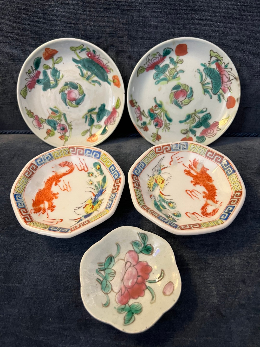 5 Small Antique Chinese Porcelain Plates 5 1/8 , 4 1/8 , 3 1/8 Etsy