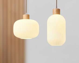 Glas Holz Pendelleuchte-Dekoratives Licht-Wohnzimmer Pendelleuchte-Schlafzimmer Pendelleuchte-Kücheninsel Pendelleuchte-Innenbeleuchtung