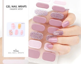 Semi-cured gel nail wraps uv lamp cure gel nail stickers solid and patterned designs nail art