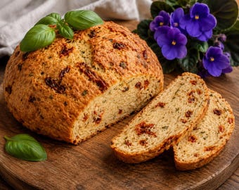 Keto Sun-Dried Tomato & Basil  Bread Boule, Gluten-Free, Low Carb Baked Goods