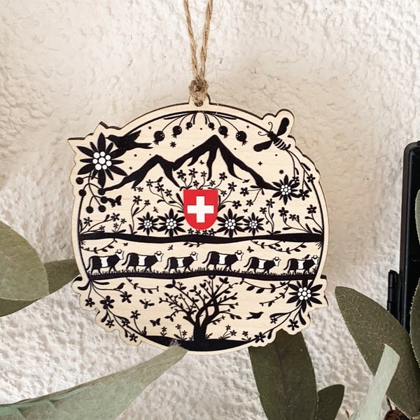 Swiss Paper Cut Wooden Decoration