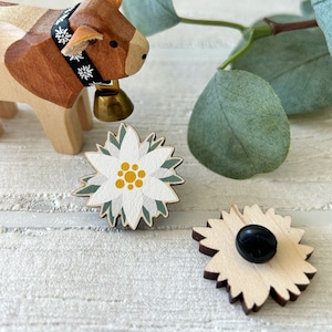 Edelweiss Wooden Pin Badge