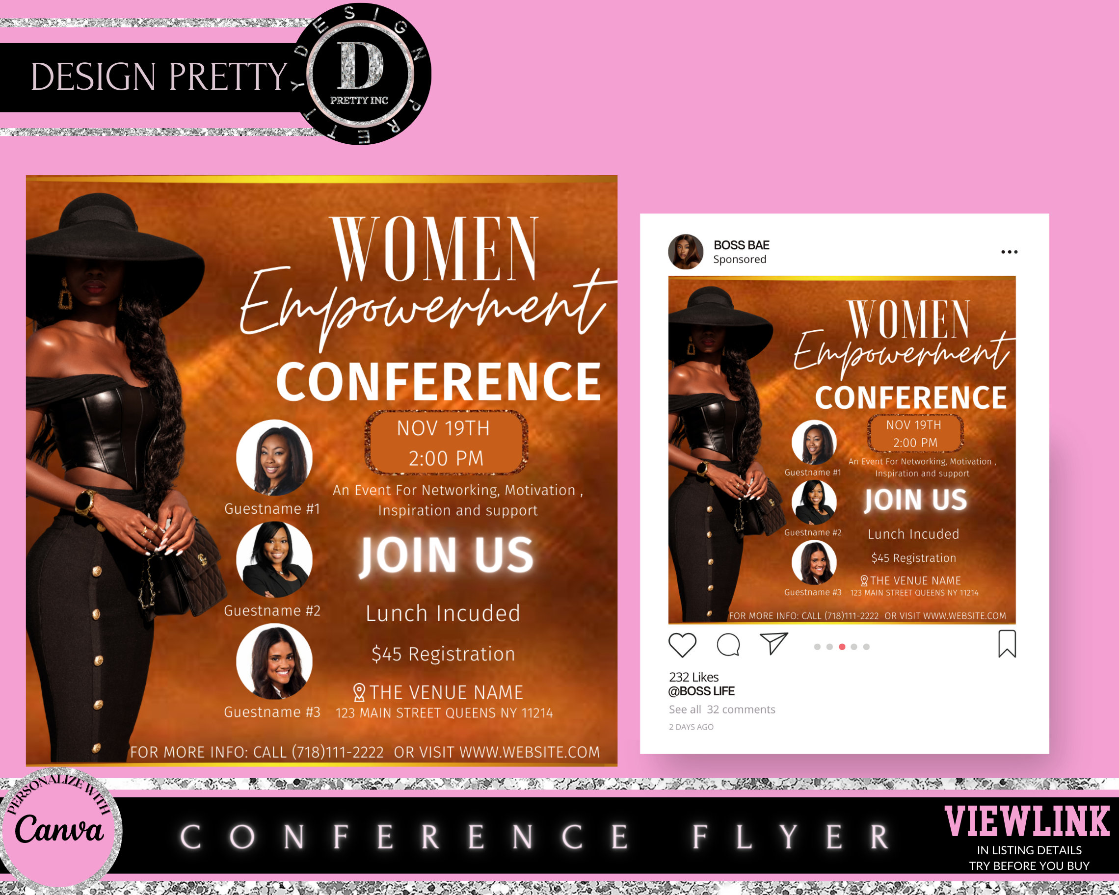women-s-conference-flyer-social-media-flyer-women-etsy
