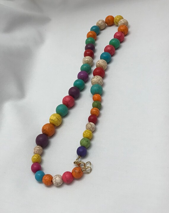 Vintage Chunky Colorful Howlite Handmade Necklace… - image 6