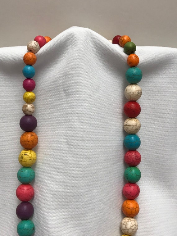 Vintage Chunky Colorful Howlite Handmade Necklace… - image 4