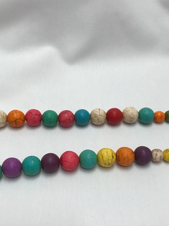 Vintage Chunky Colorful Howlite Handmade Necklace… - image 9