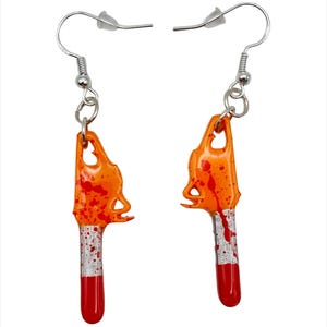 Texas Chainsaw Massacre inspirierte Ohrringe, Kettensäge Ohrringe, Halloween, Horror, Gruselfilm, Kettensäge Ohrringe, Tropfen, baumeln