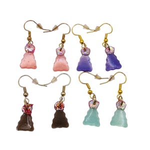 Christmas Tree Dangle Earrings &quot; Choose Your Color&quot;, Handmade Resin Earrings, Hand Painted, Holiday Earrings