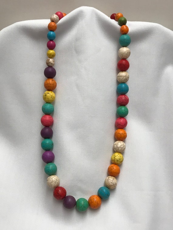 Vintage Chunky Colorful Howlite Handmade Necklace… - image 2