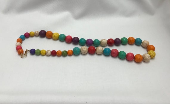 Vintage Chunky Colorful Howlite Handmade Necklace… - image 5