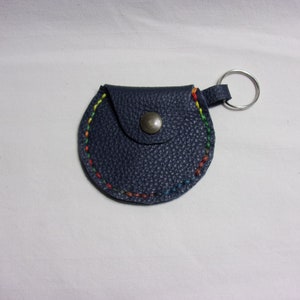 Navy Blau Echtleder Geldbörse Schlüsselbund, Ring Beutel, Ohrhörer Beutel, Mini Geldbörse, handgemacht