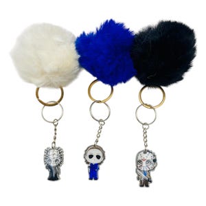 Horror Movie Icon Mini Pinhead, Michael Myers, Jason Voorhees inspired Keychain, Key Ring, Killer, Slasher, Villain, Halloween, Holiday