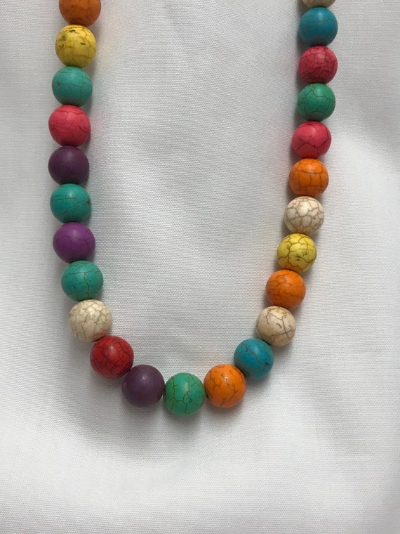 Vintage Chunky Colorful Howlite Handmade Necklace… - image 3