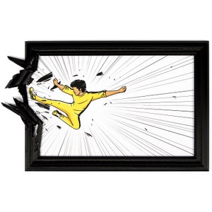 FreeLee - Bruce Lee Poster with Frame | Unique and Dynamic Bruce Lee Wall Art | Martial Arts Decorations for Office or Dojo | (10 x 7 in)